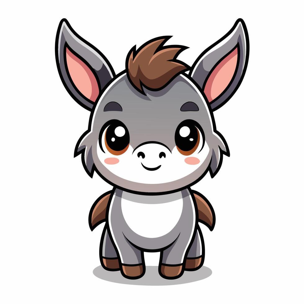 cartoon donkey with big eyes and brown hair vector