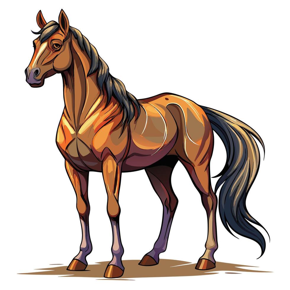 illustration of a brown horse isolated on white background vector