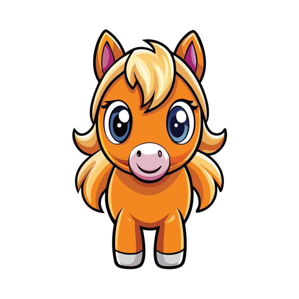 a cartoon horse with a big head and big eyes vector