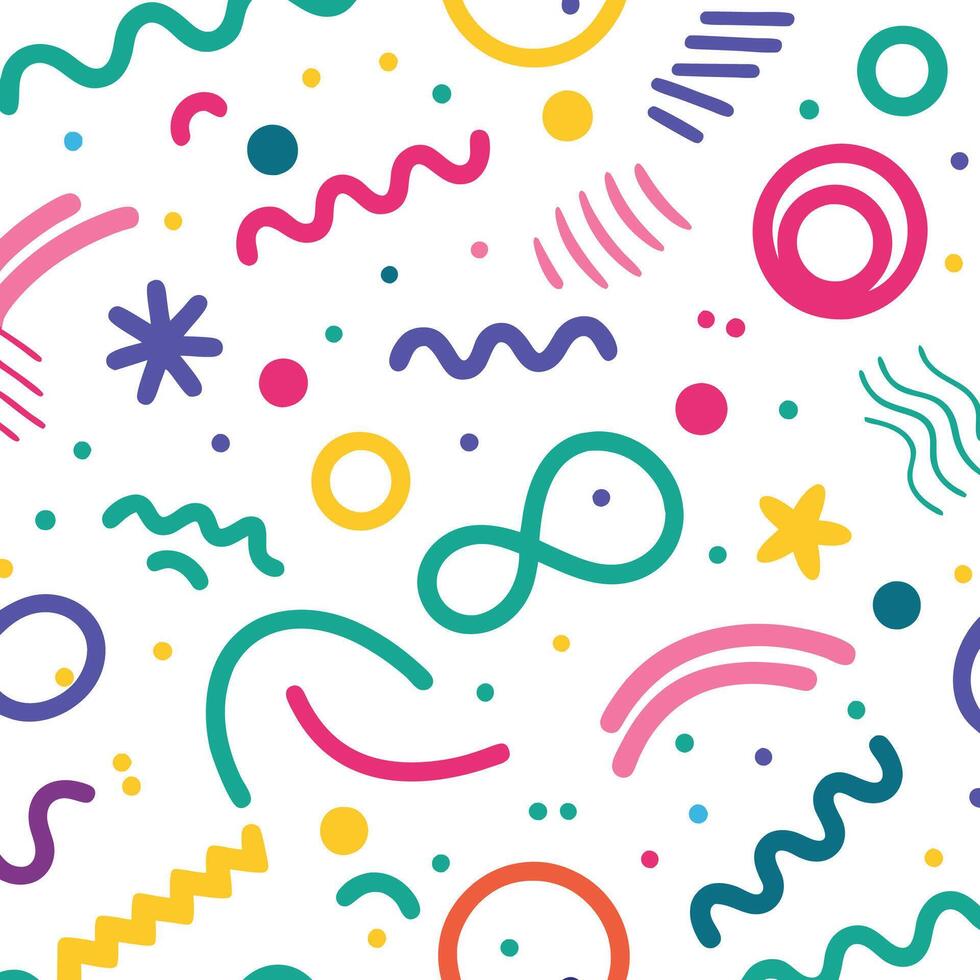 seamless pattern with colorful shapes and lines vector