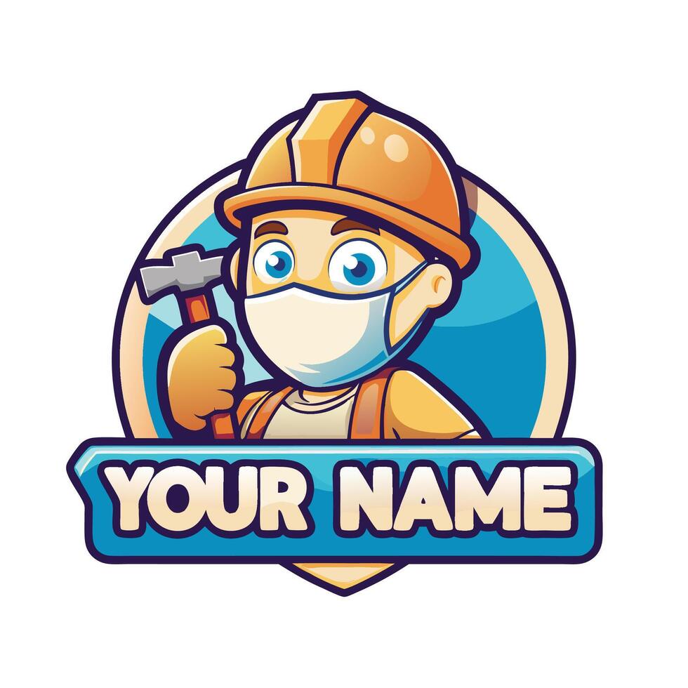 a cartoon character holding a hammer and wearing a mask vector