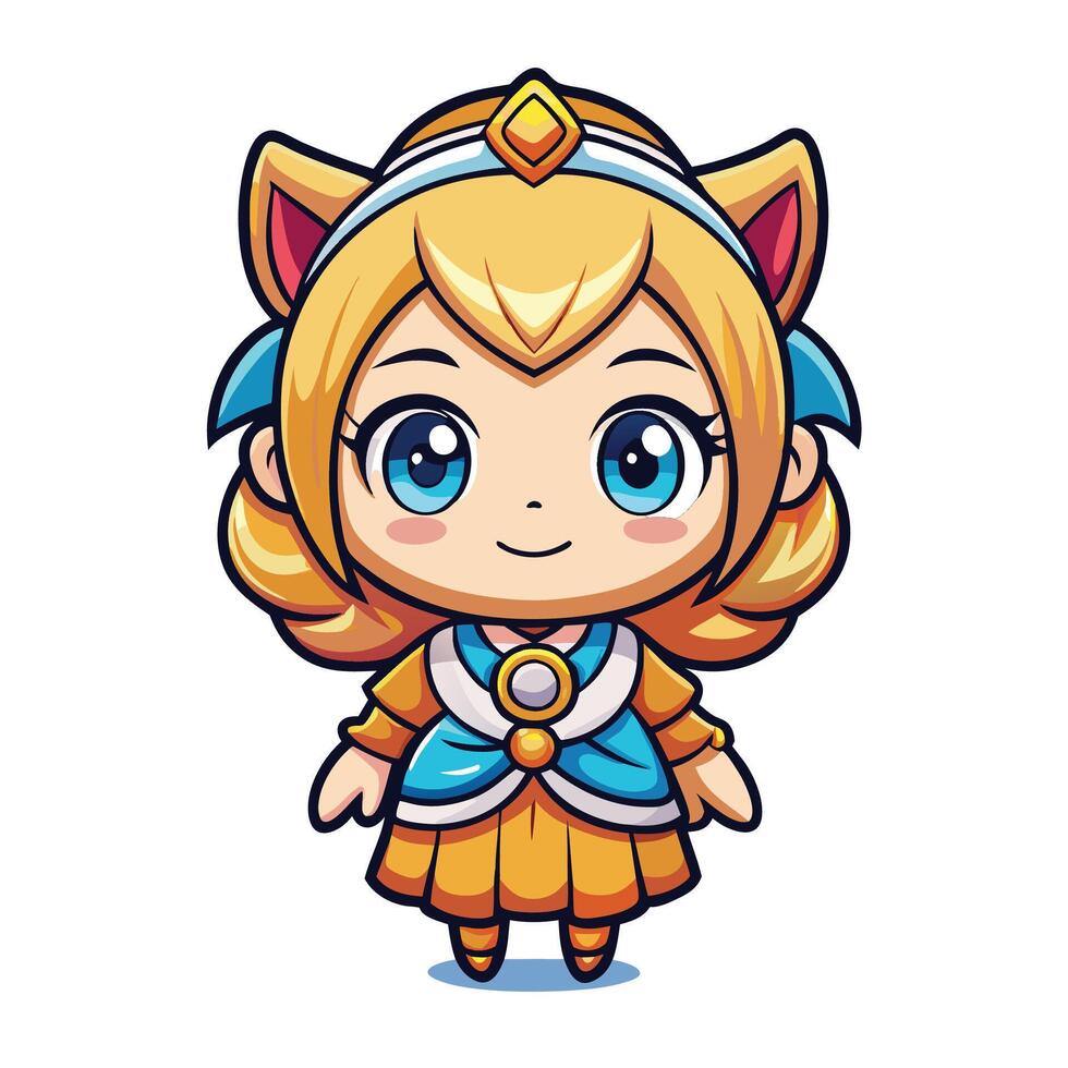 a cartoon character with blue eyes and a cat ears vector