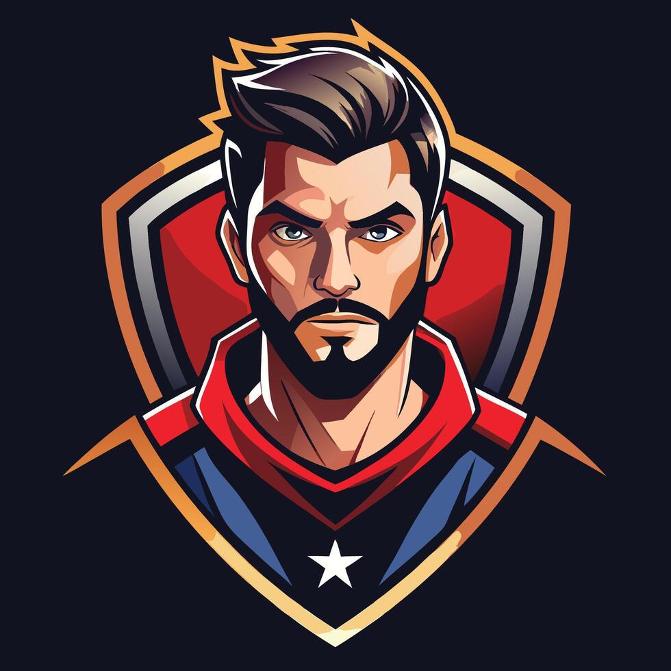 a man with a beard and star on his chest vector