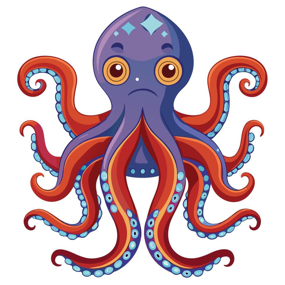 an octopus with a blue and red body vector