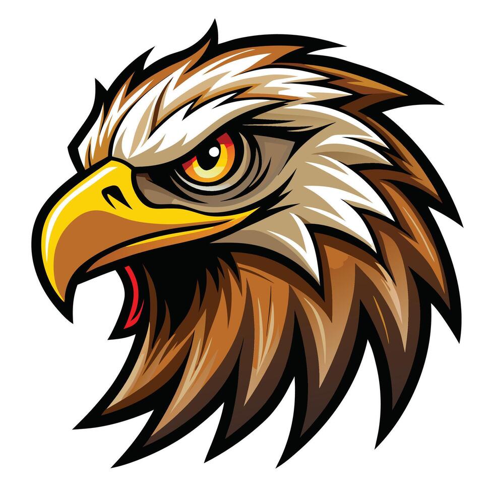 an eagle head with a big beak and yellow eyes vector
