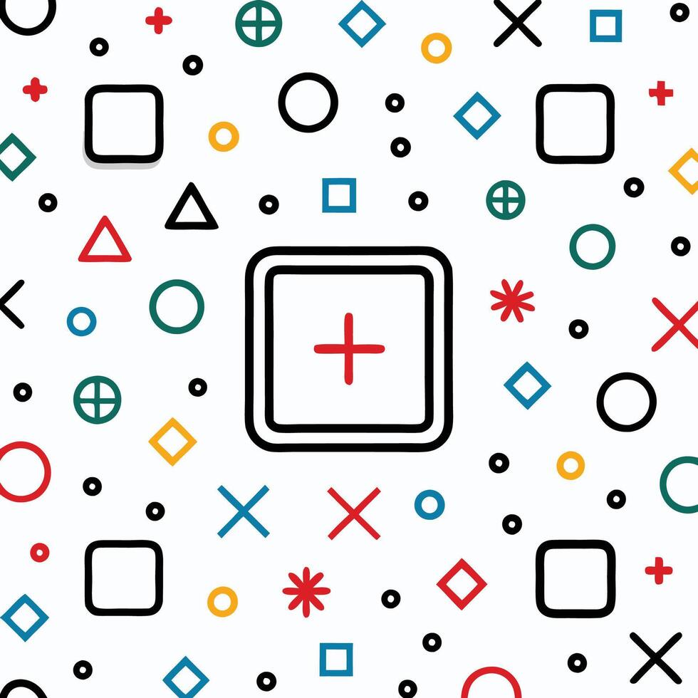 a colorful square with a plus sign on it vector