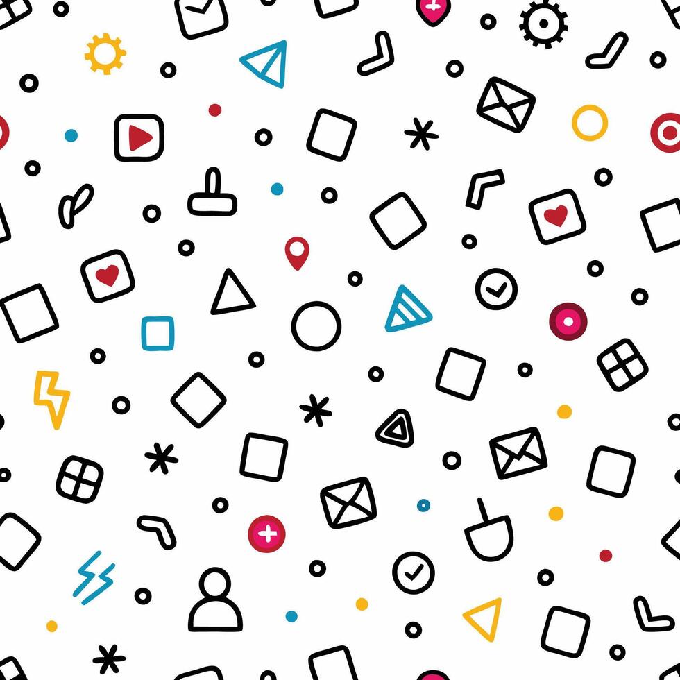 a seamless pattern with icons and symbols vector