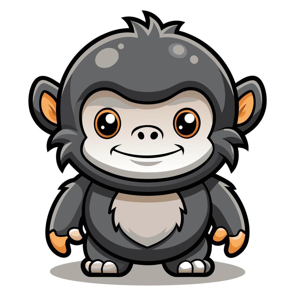 a cartoon monkey with big eyes and a smile vector