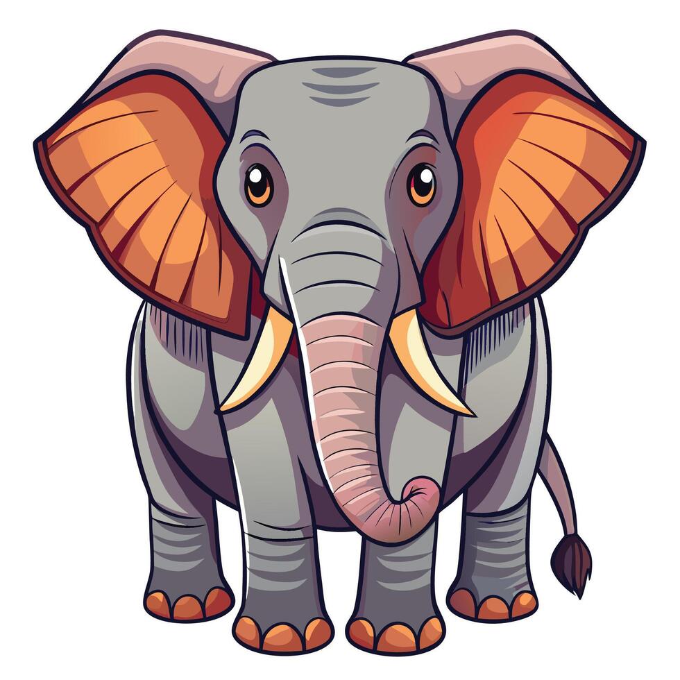 an elephant with big tusks standing in front of a white background vector