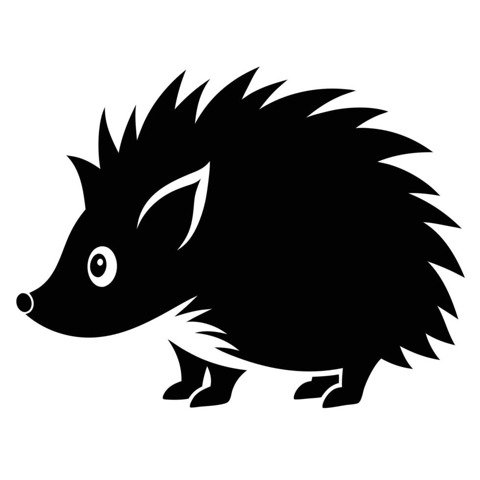 a black and white hedgehog on a white background vector