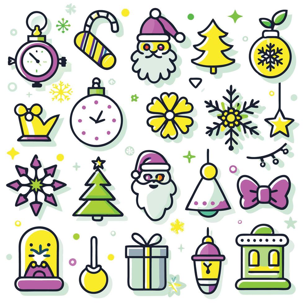 christmas icons set in a line style vector