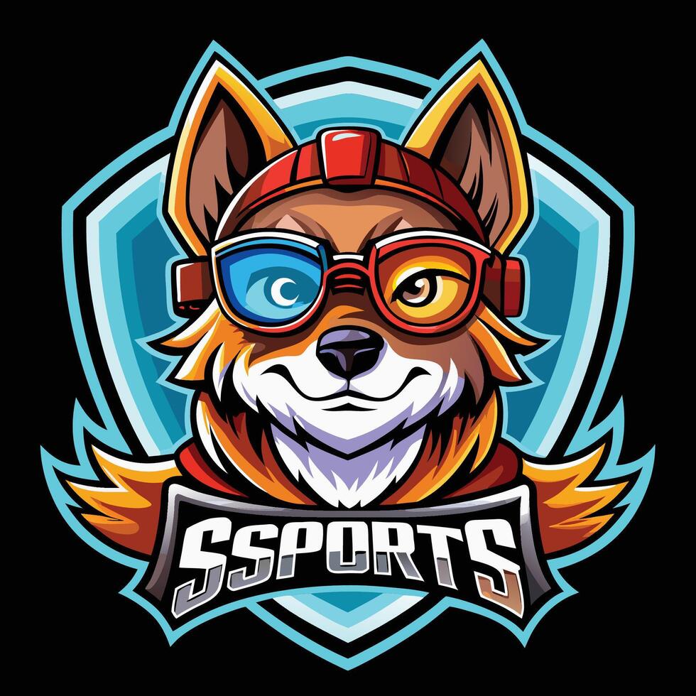a fox wearing goggles and a helmet with the words sports vector