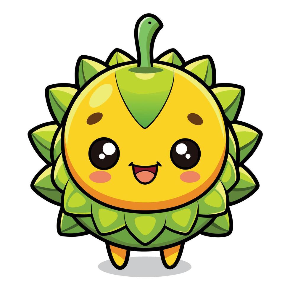 a cartoon character of a yellow fruit with green leaves vector
