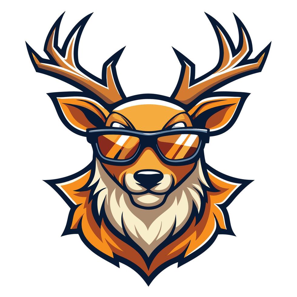 a deer wearing sunglasses and a hat vector
