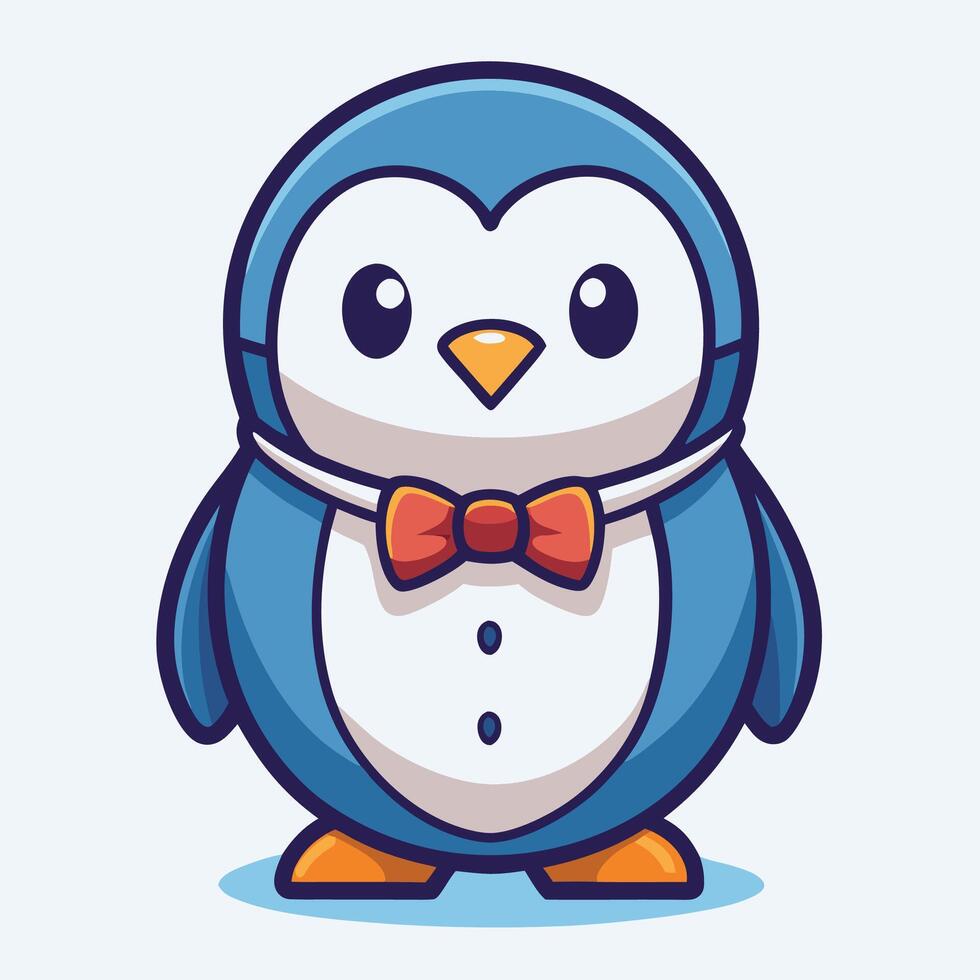 a cartoon penguin wearing a bow tie vector