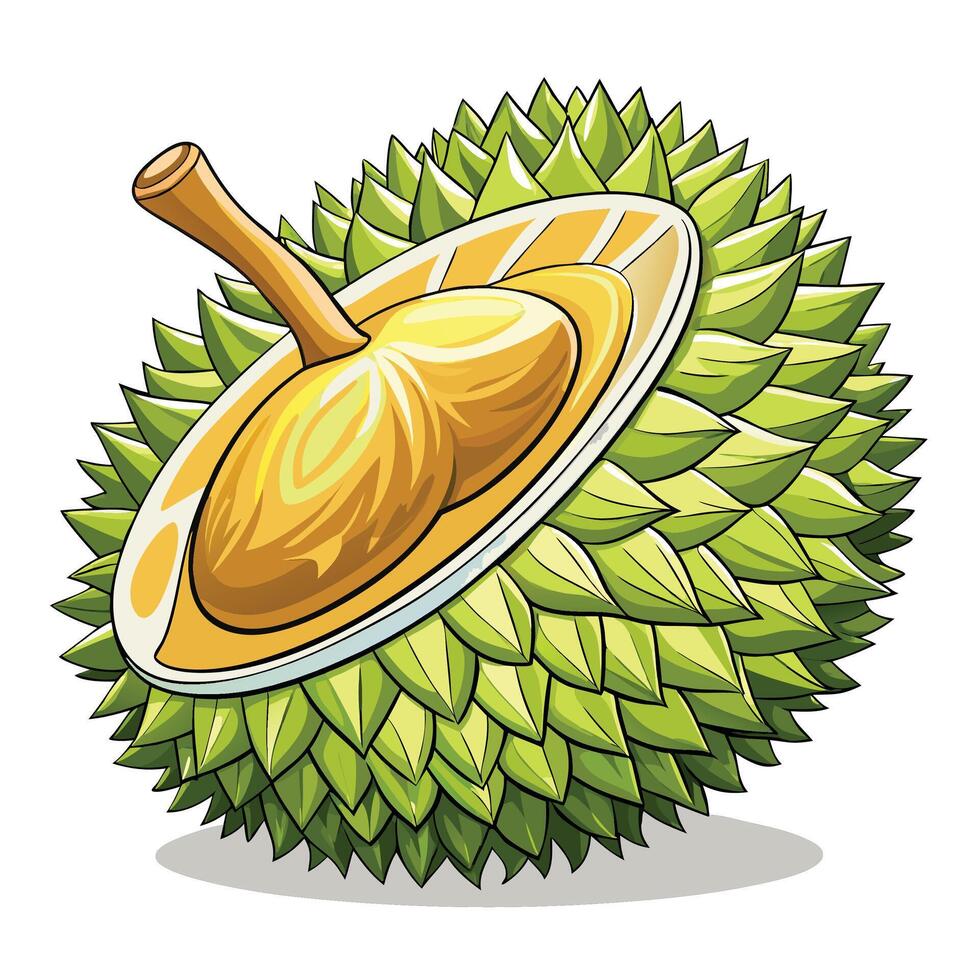 durian fruit with a spoon on a white background vector