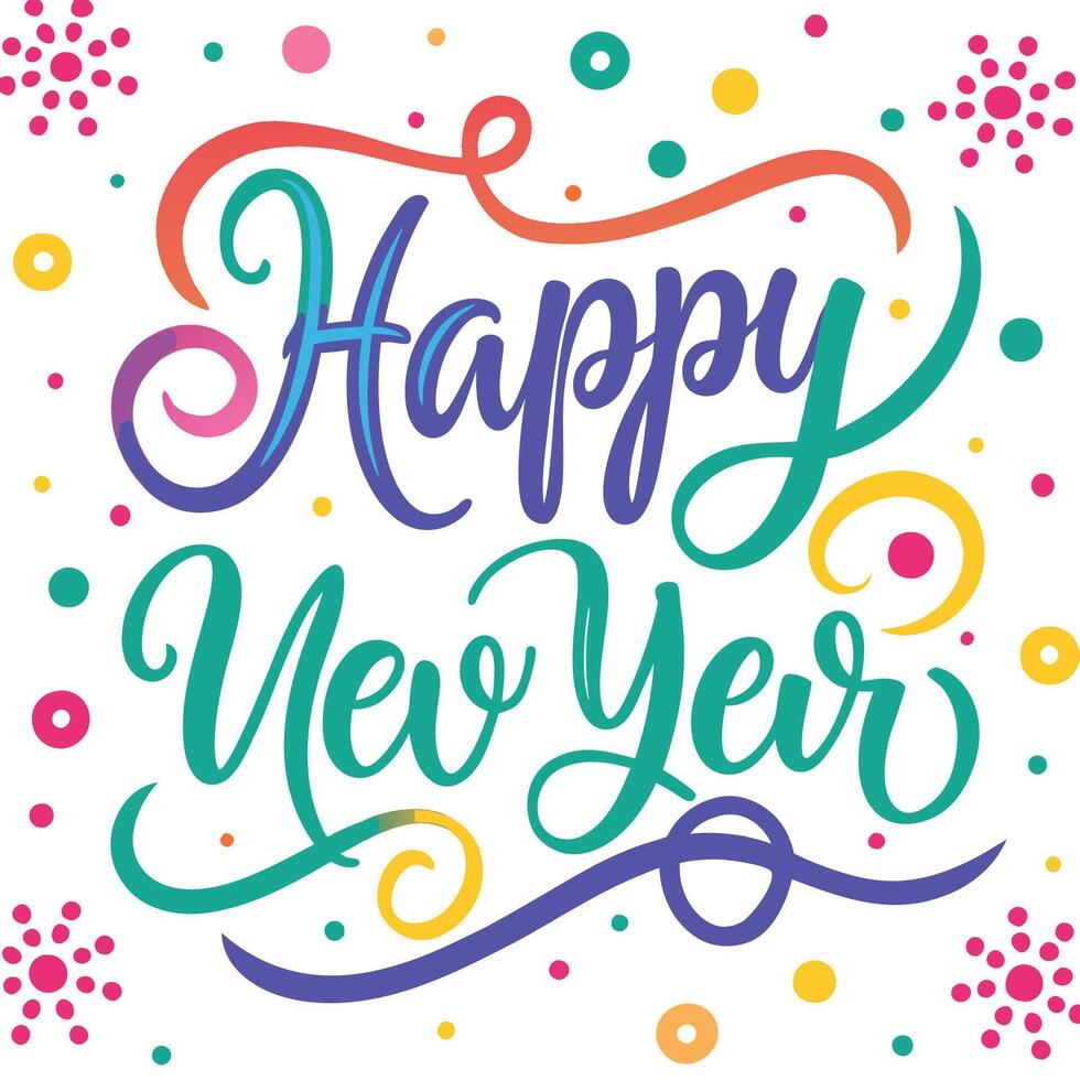 happy new year lettering design illustration vector