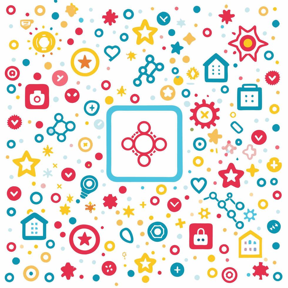 a colorful background with icons and symbols vector