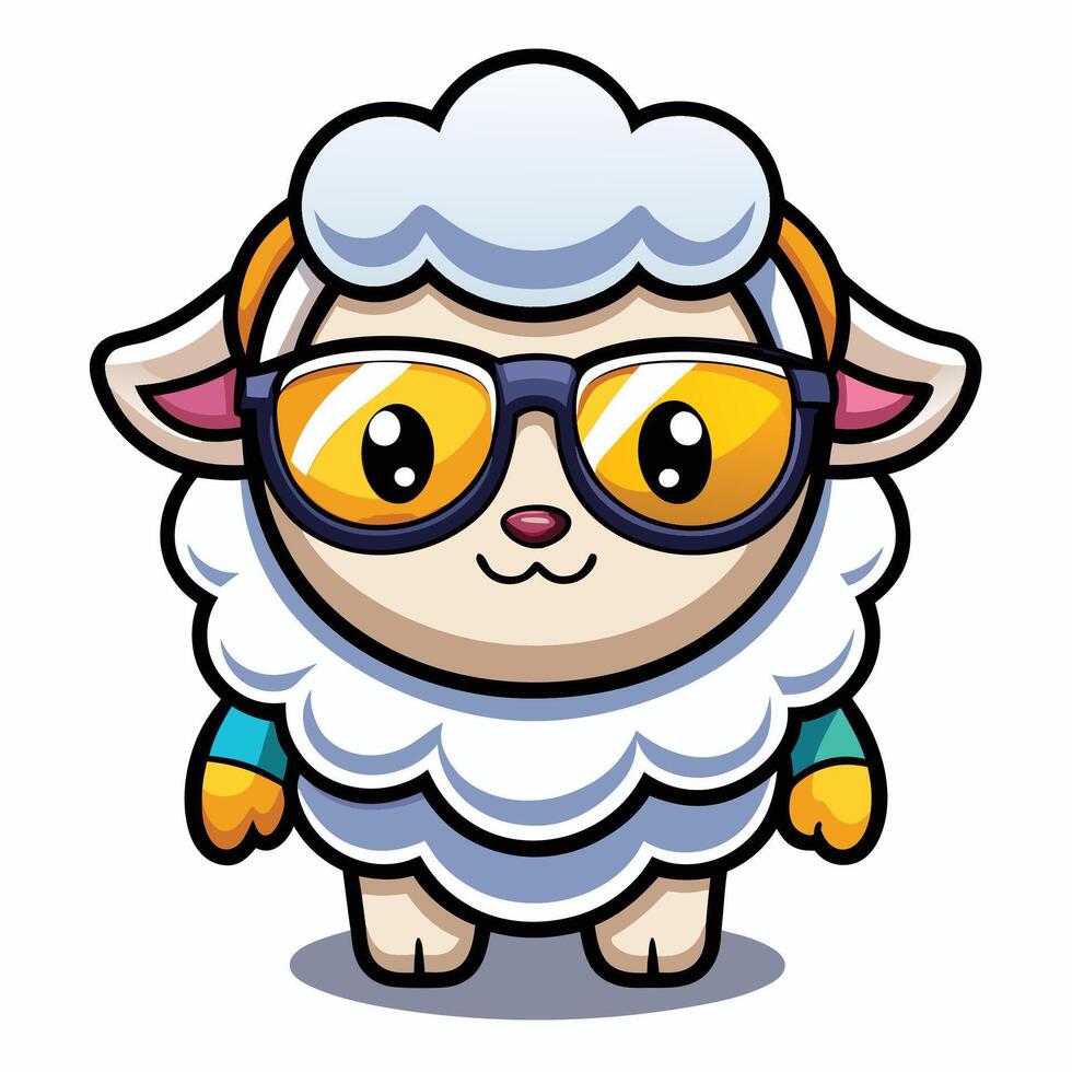a cartoon sheep wearing sunglasses and a sweater vector