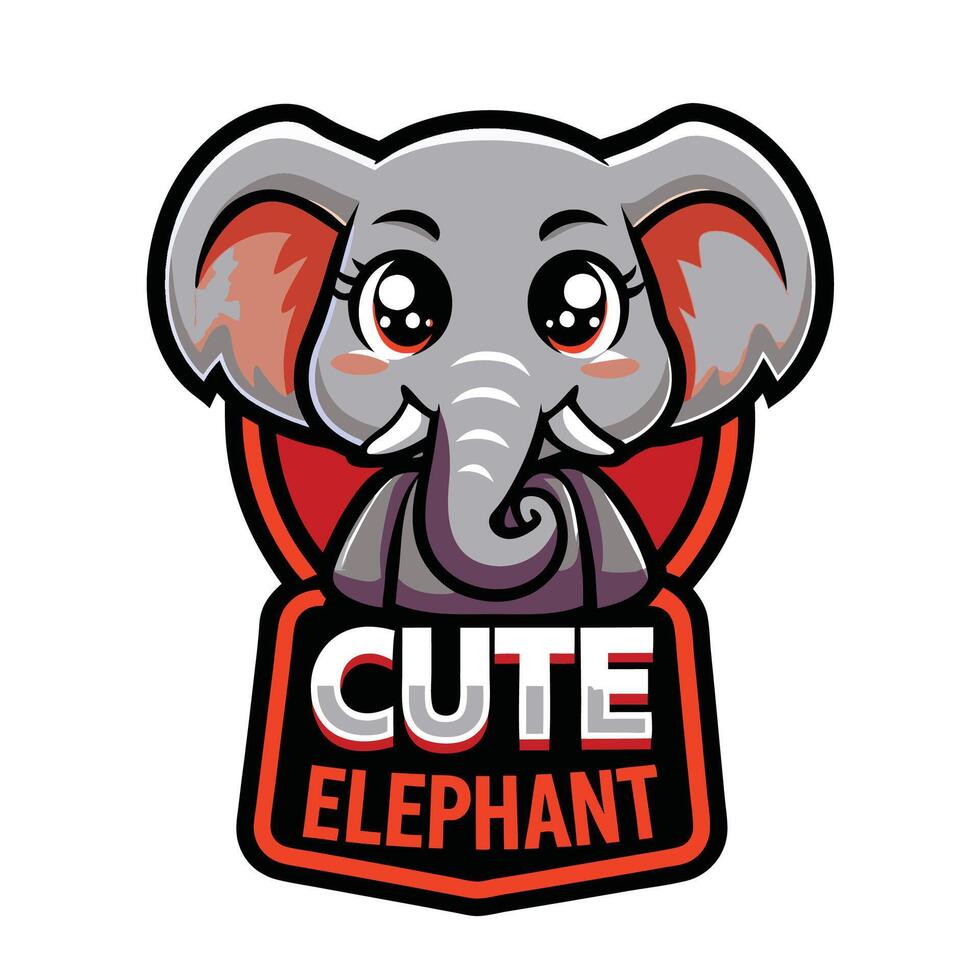 an elephant logo with the word cute elephant vector