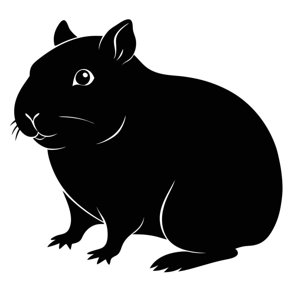 a black and white silhouette of a guinea pig vector