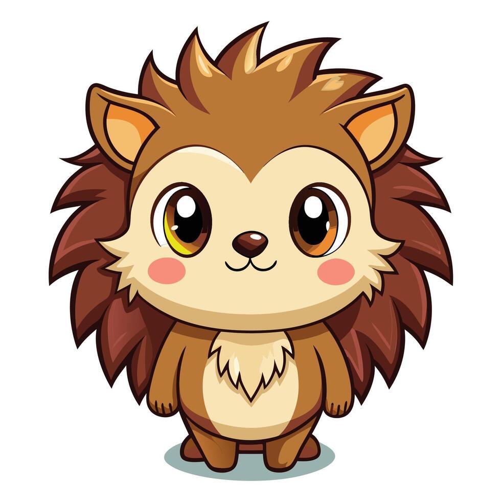 a cartoon hedgehog with big eyes and a big nose vector