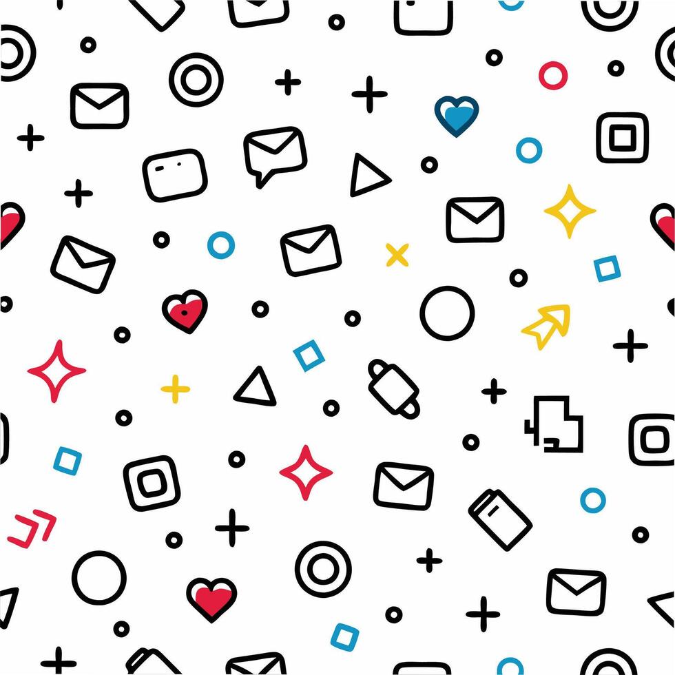 a seamless pattern with various icons and symbols vector
