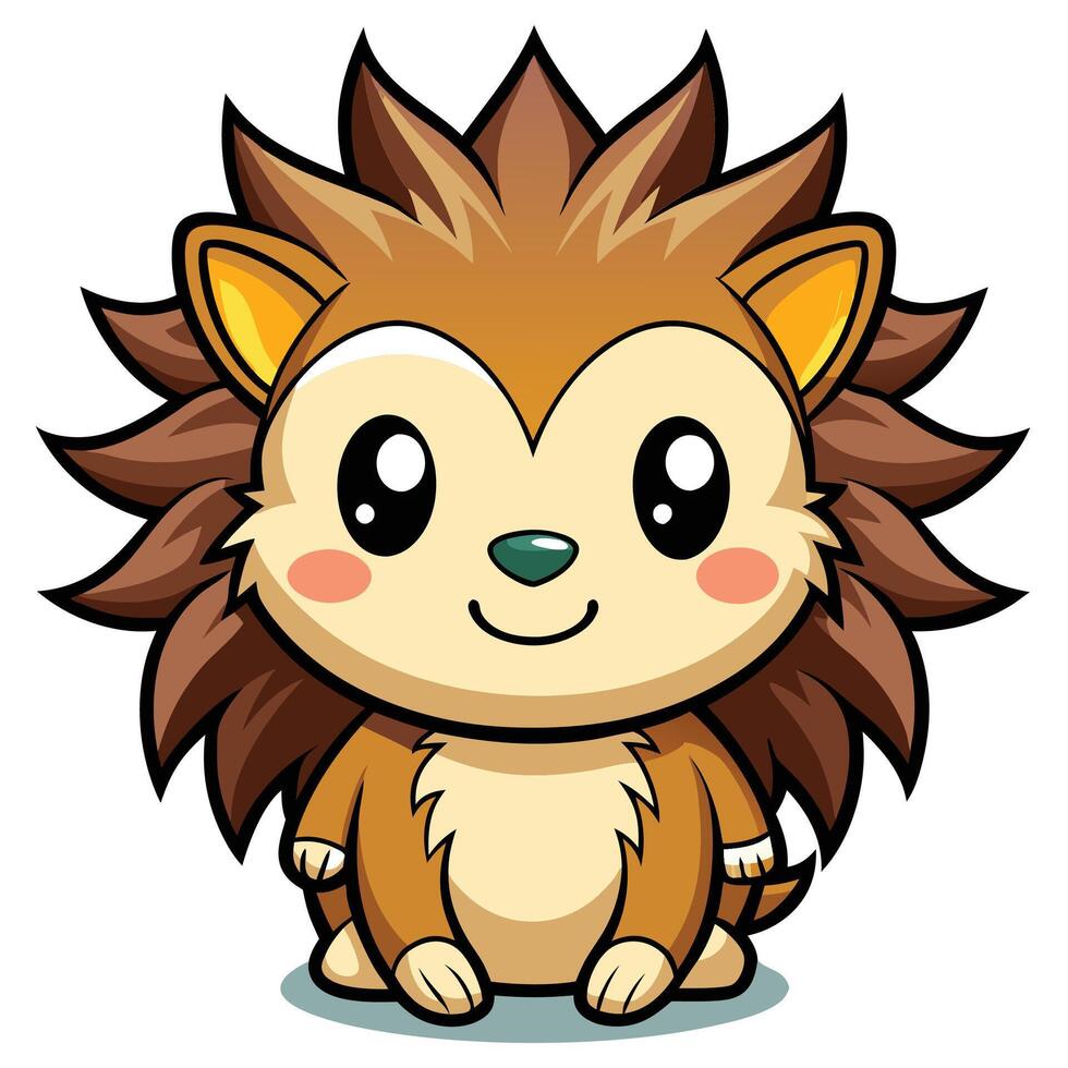 a cartoon hedgehog sitting down vector