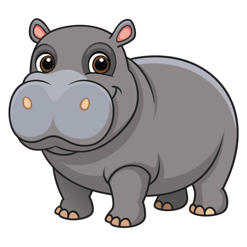 a cartoon hippo standing on a white background vector
