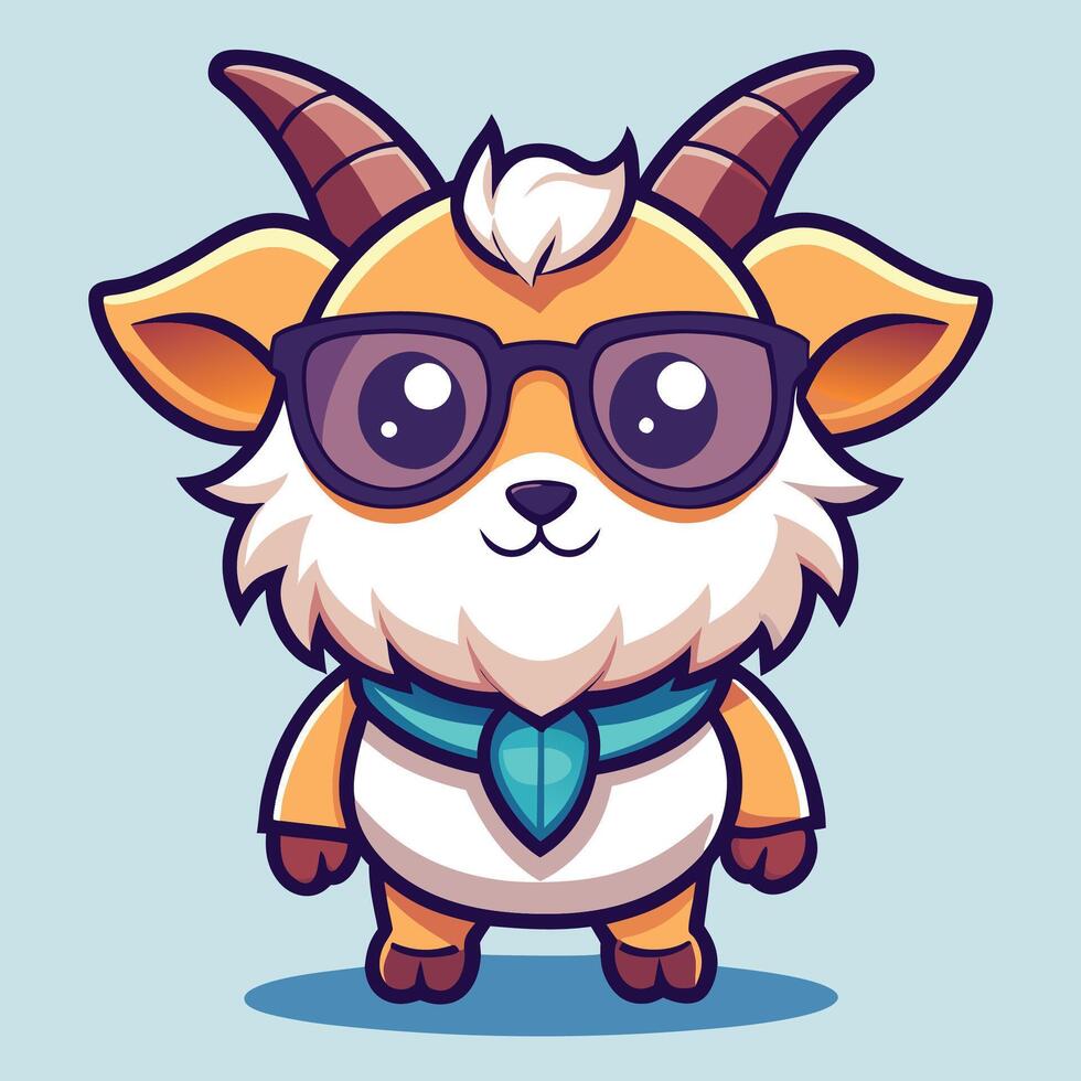 goat wearing sunglasses and scarf vector