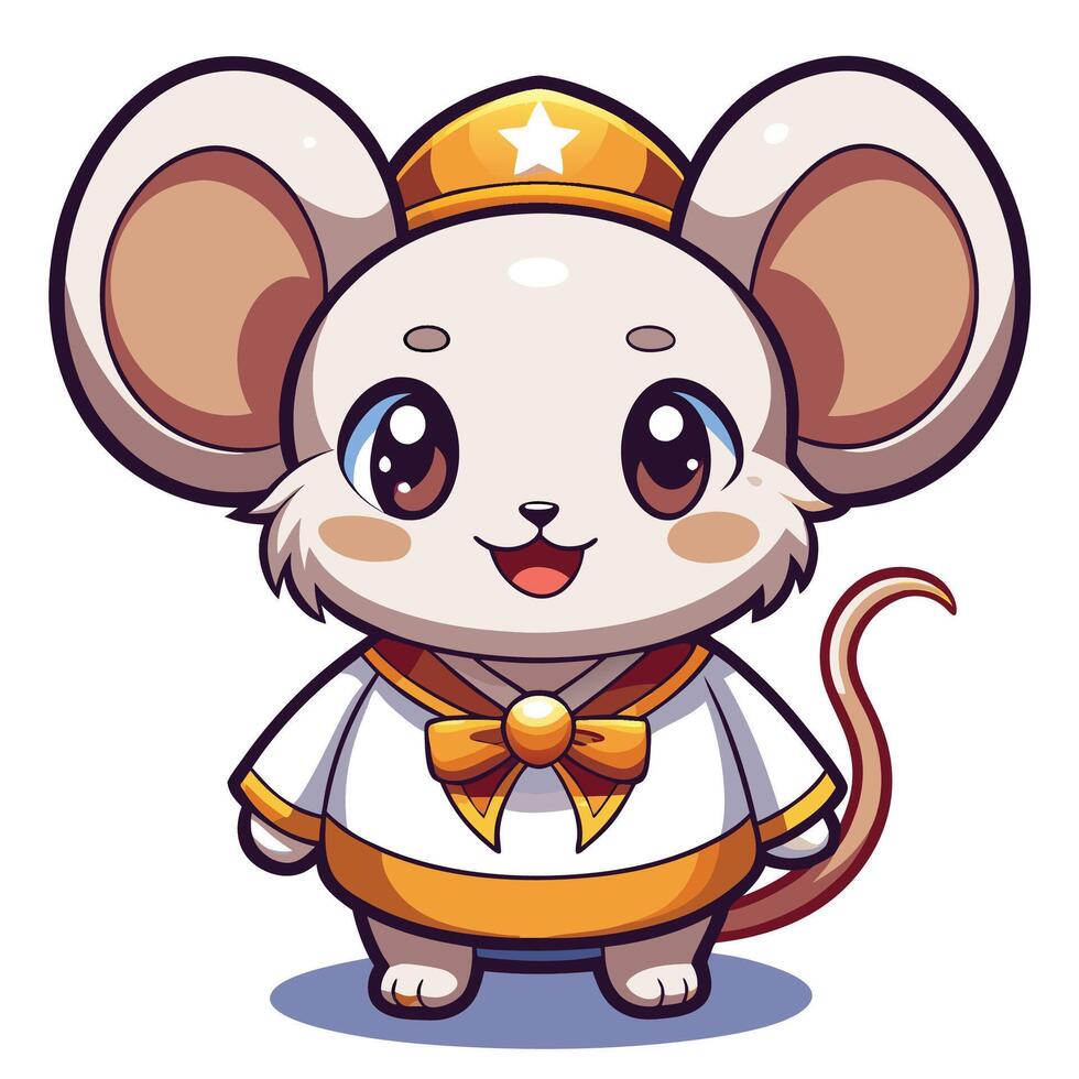 a cartoon mouse in sailor uniform vector