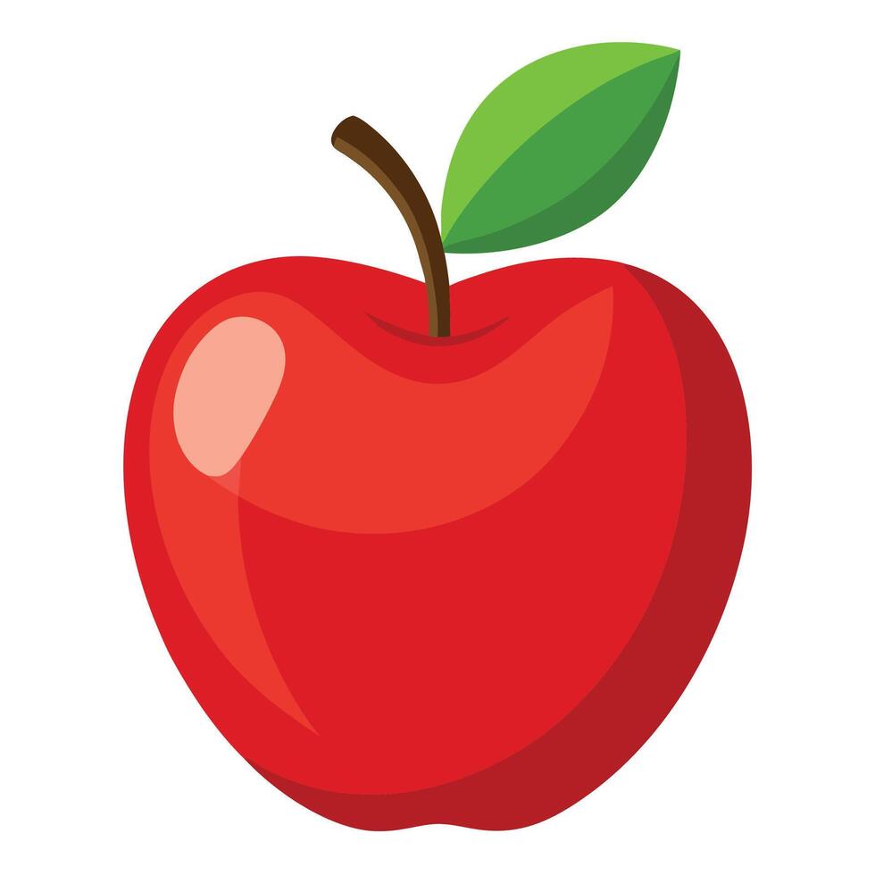 an apple with a leaf on it vector