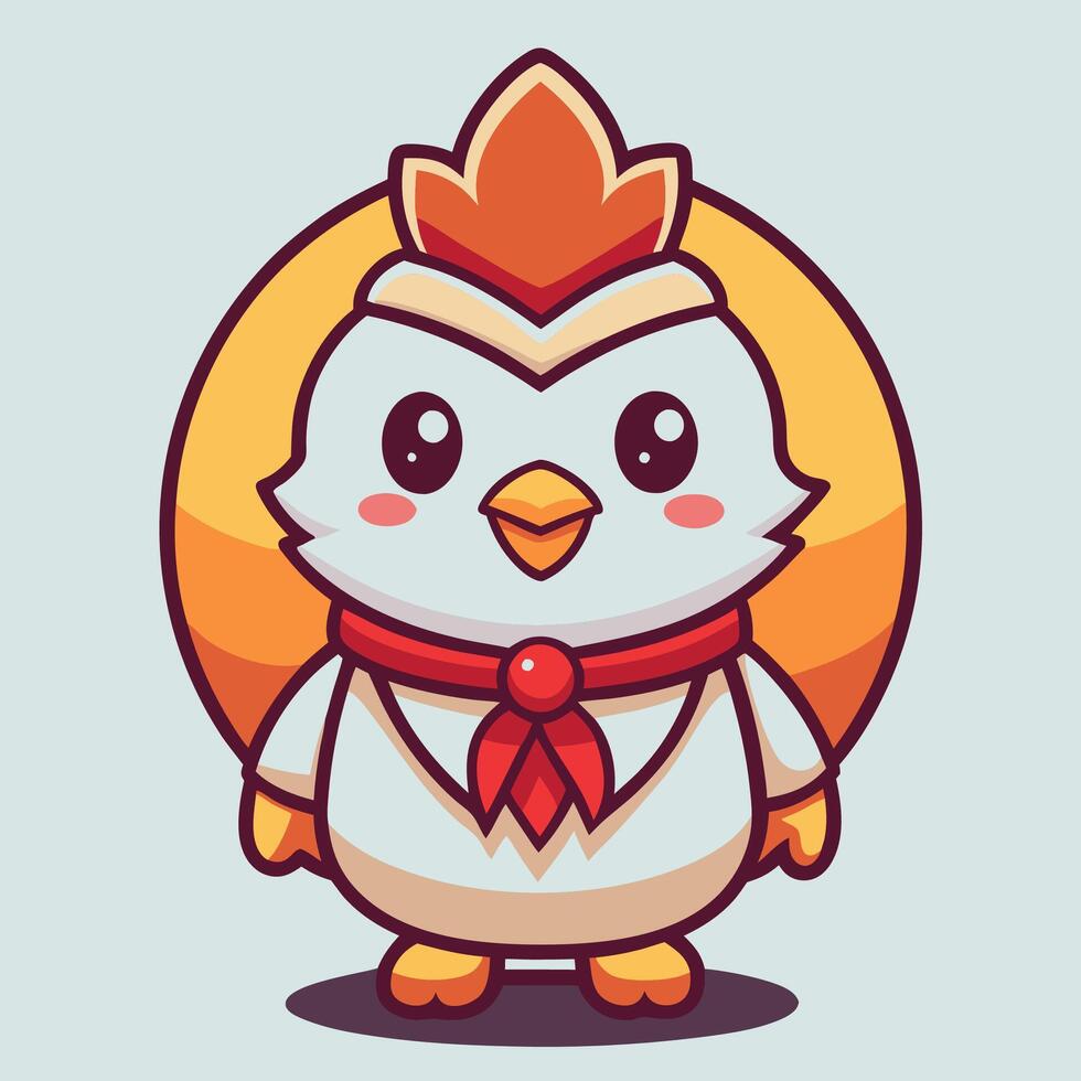 a cartoon chicken character with a red tie vector