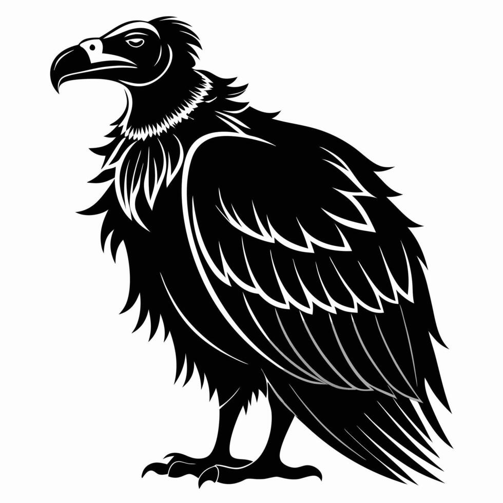 black and white illustration of a vulture vector