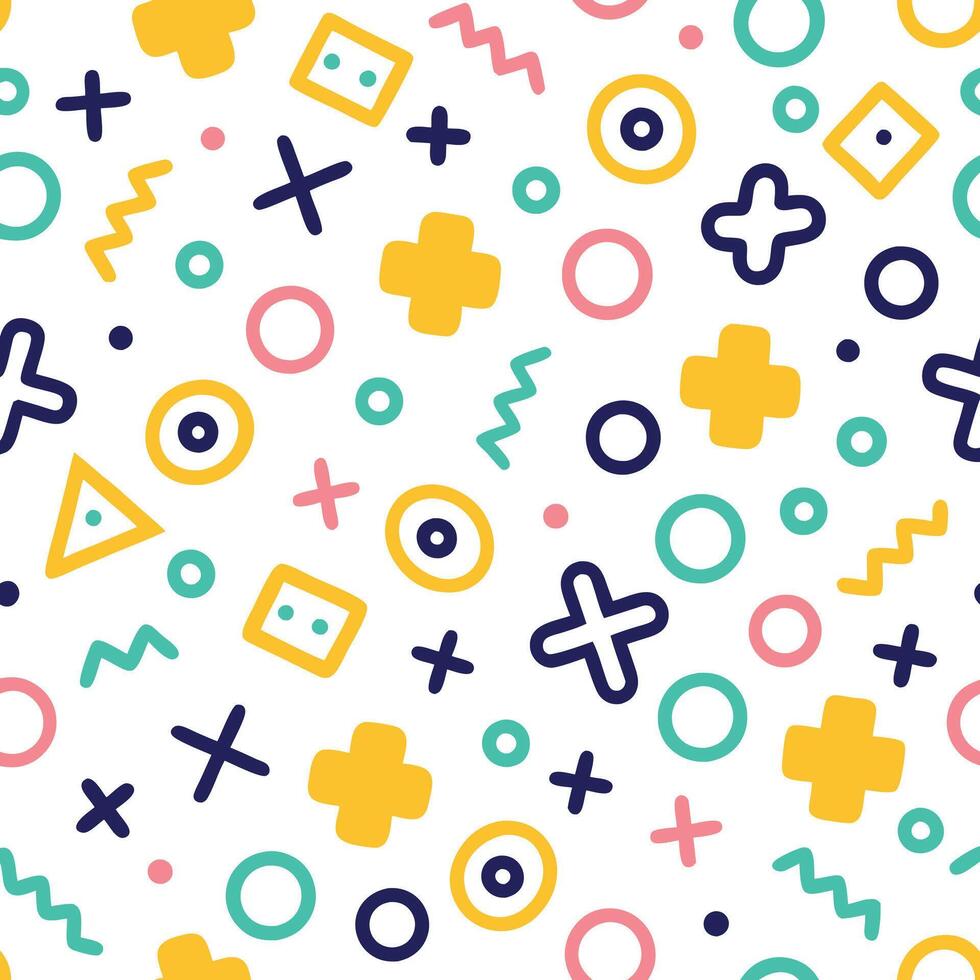 a colorful pattern with various shapes and symbols vector