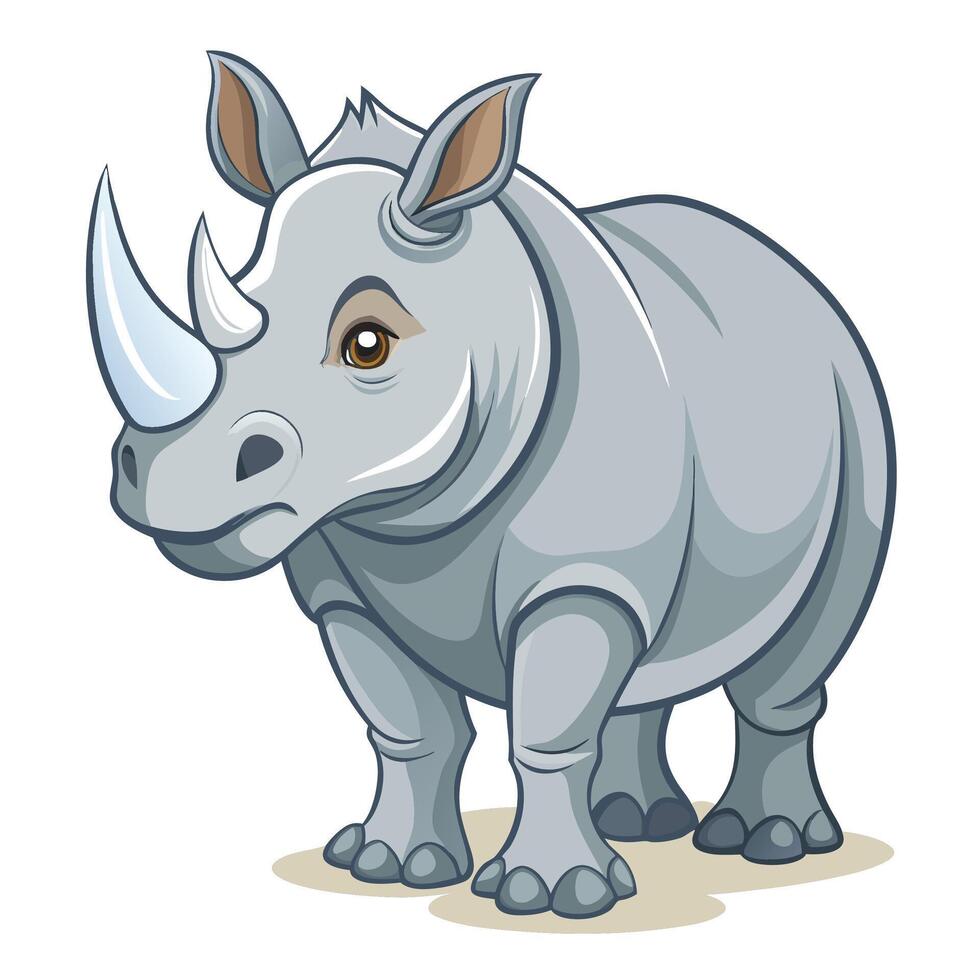 a cartoon rhino standing on a white background vector