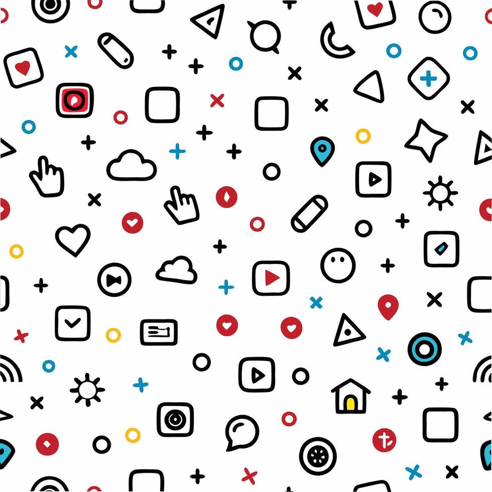 a seamless pattern with various icons and symbols vector