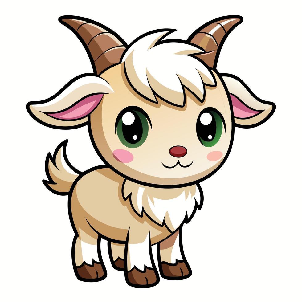 a cartoon goat with big horns and big eyes vector