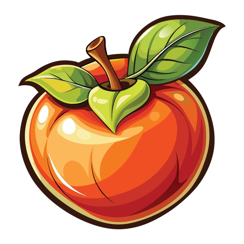 an orange fruit with leaves on it vector