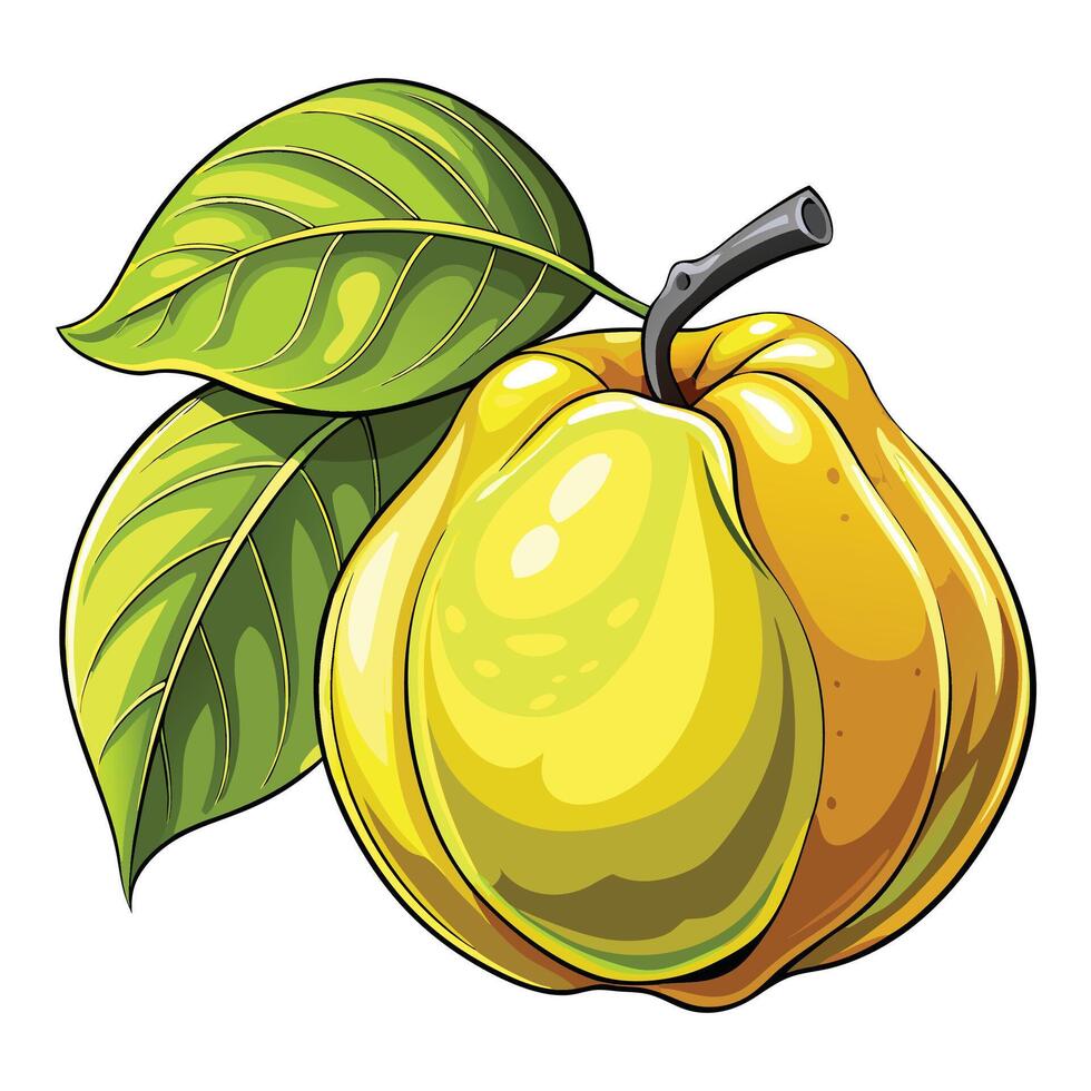 illustration of yellow fruit with green leaves vector