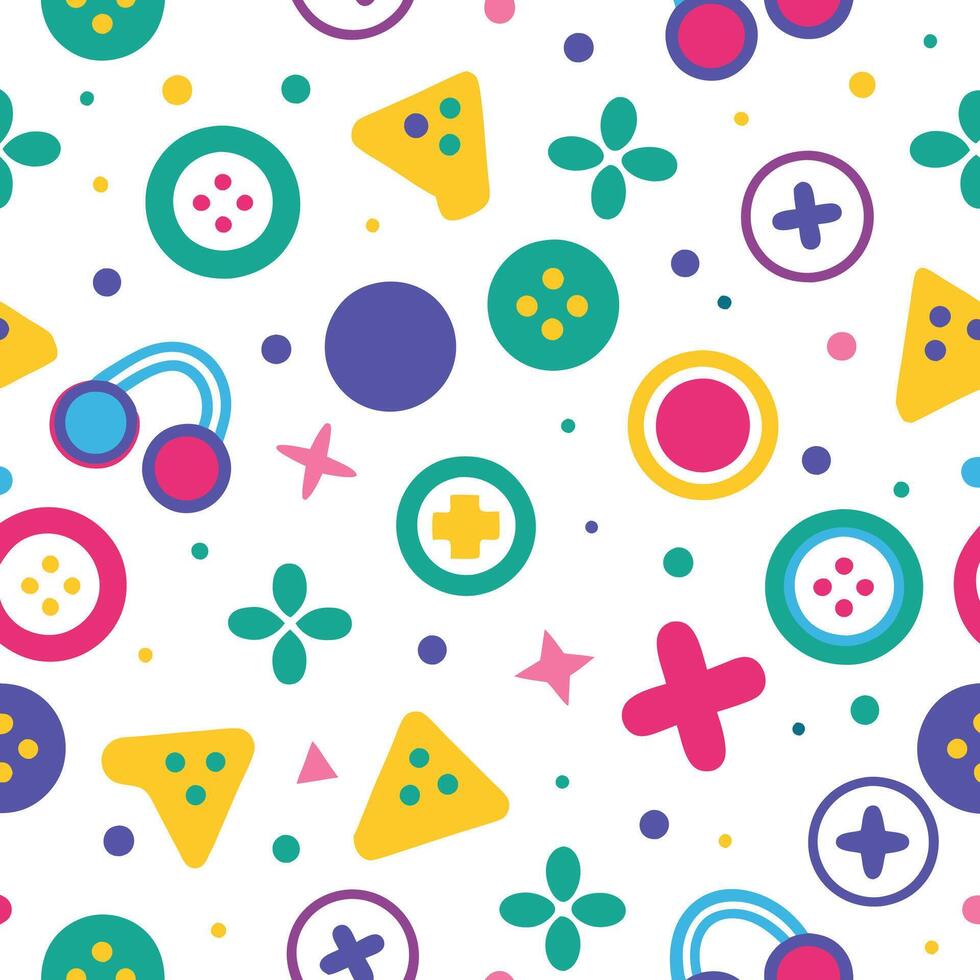 a colorful pattern with various icons and buttons vector