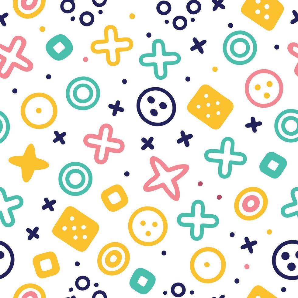 seamless pattern with colorful buttons and shapes vector