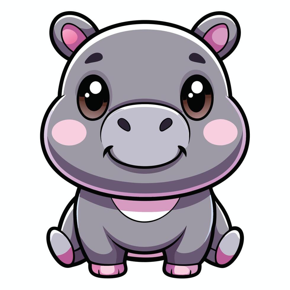 a cartoon hippo sitting down with a pink bow vector