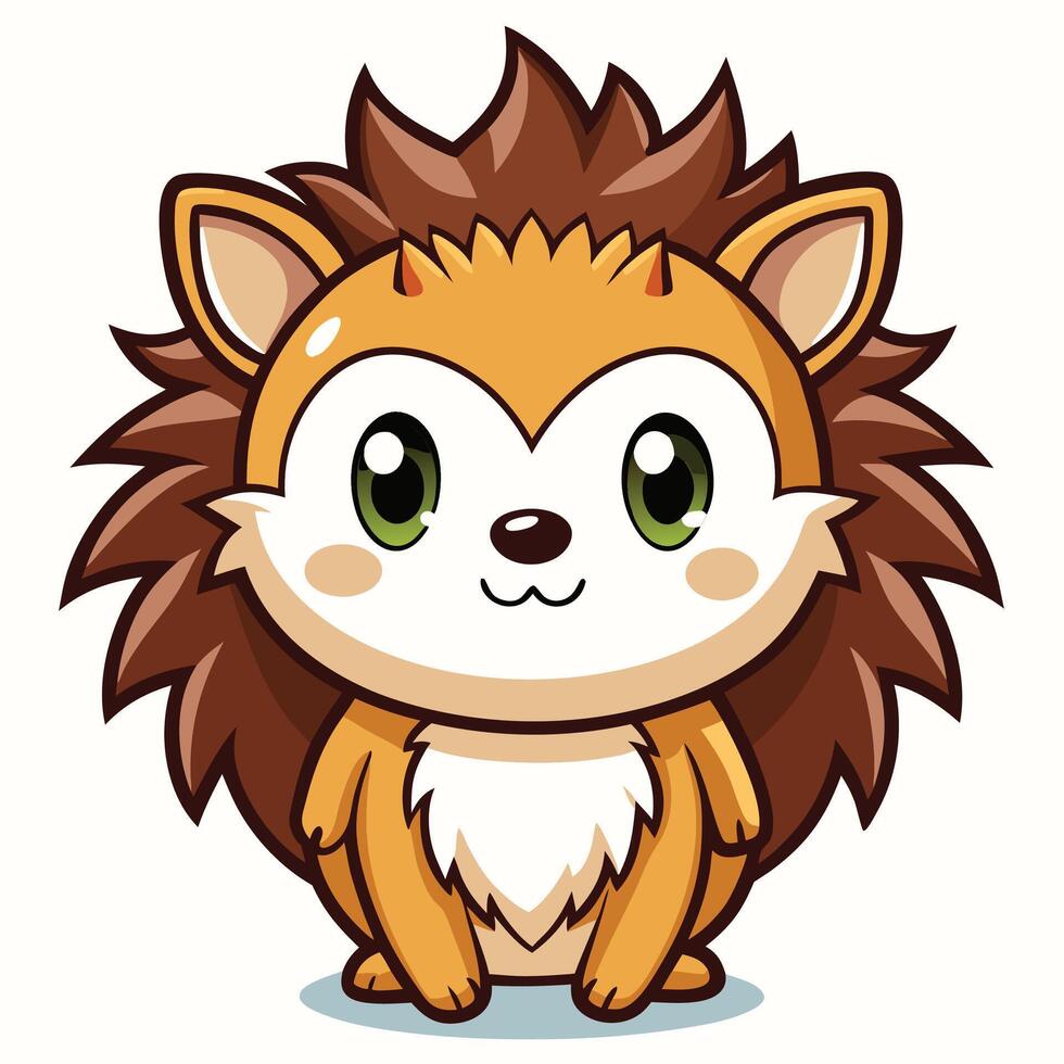 a cartoon hedgehog with big eyes and green eyes vector