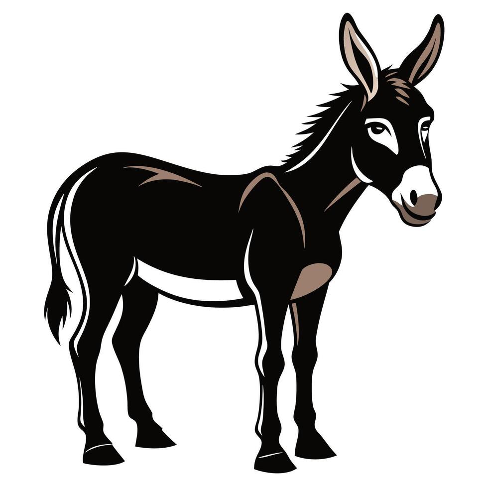 a donkey is standing in front of a white background vector
