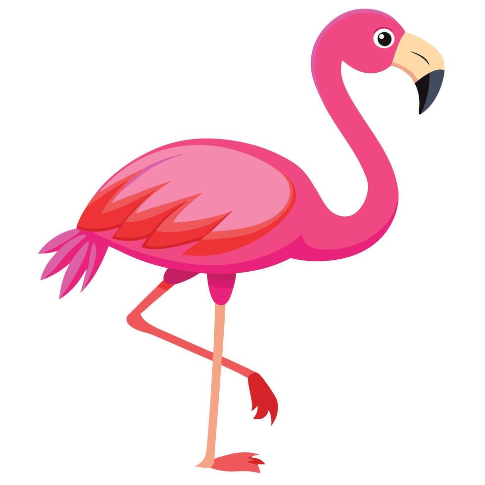 a cartoon flamingo standing on one leg vector