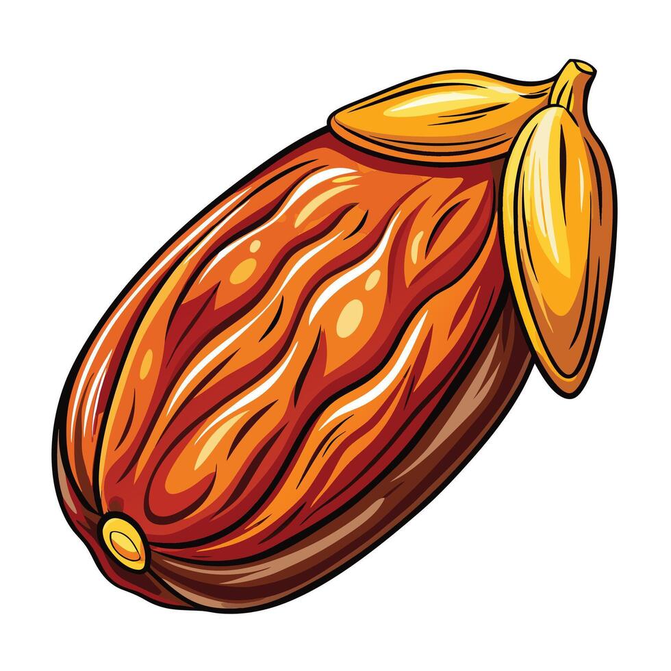 a cocoa pod with a yellow and brown shell vector