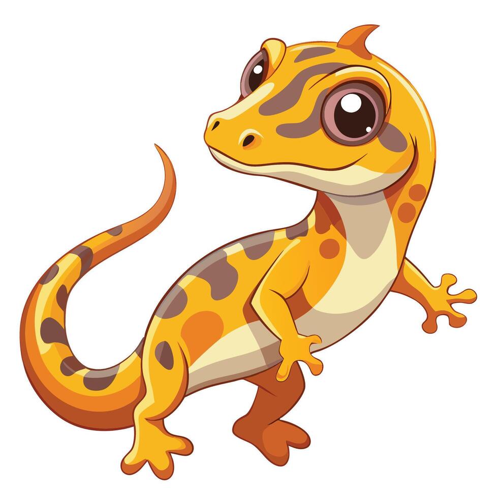 a cartoon gecko with big eyes and a long tail vector