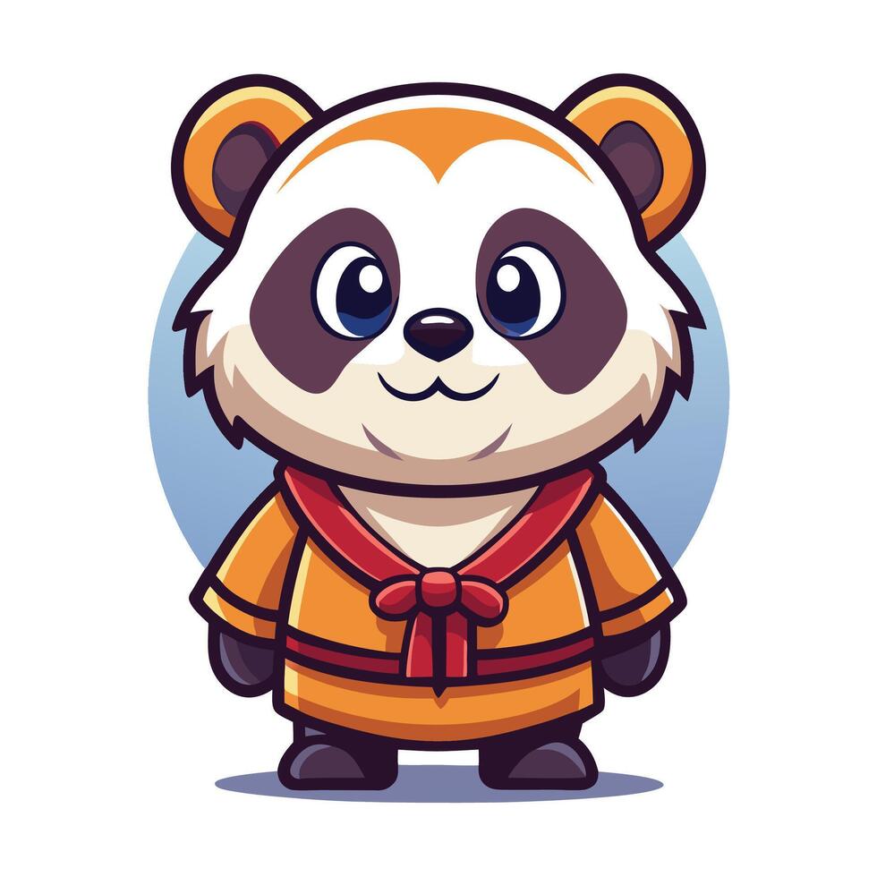 a cartoon panda wearing a traditional chinese outfit vector