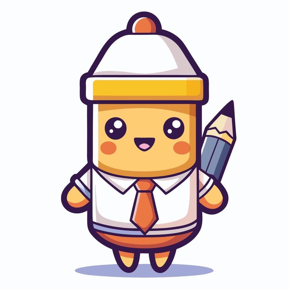 a cartoon character holding a pencil and wearing a tie vector